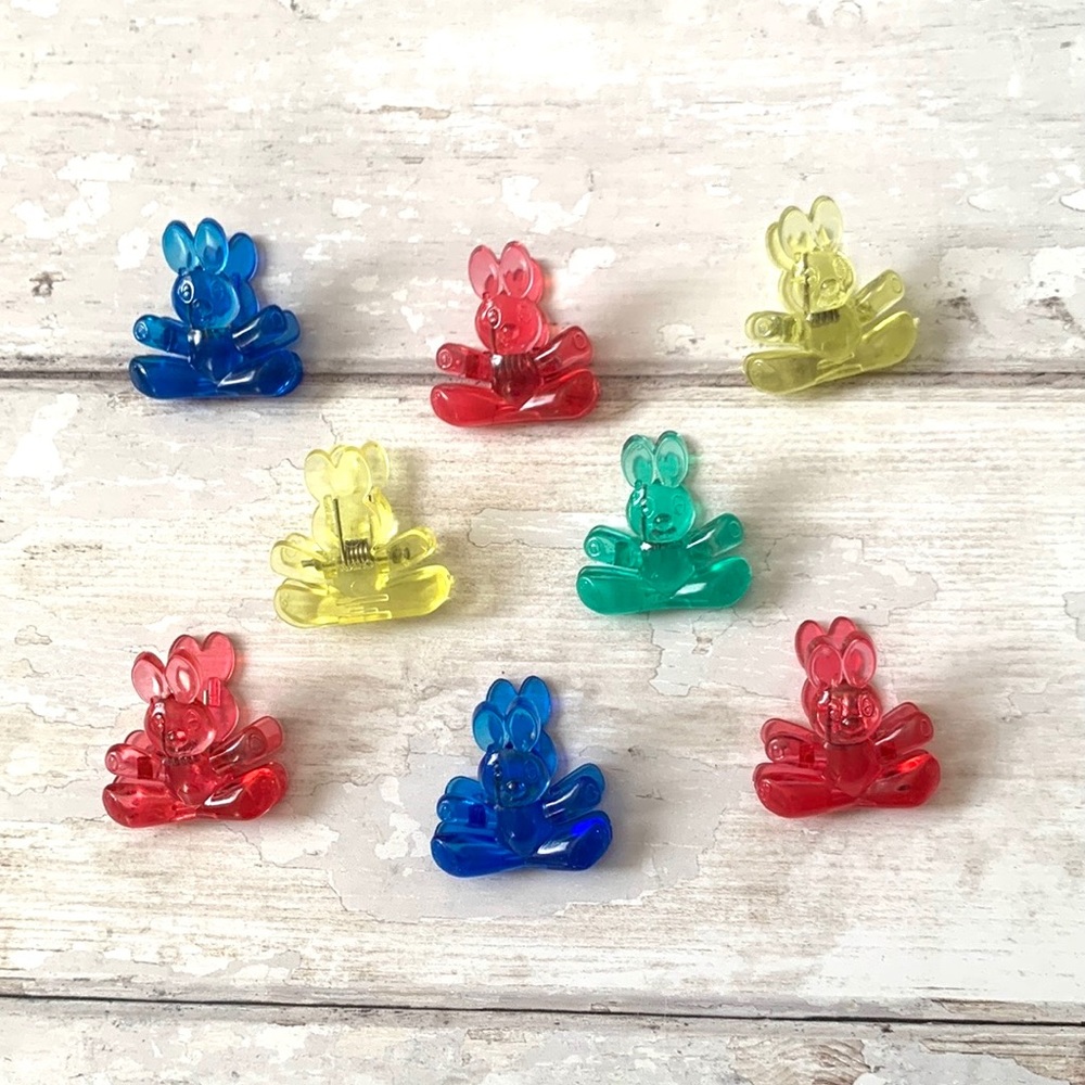 Bunny Rabbit Clips 8 Pack Blue Yellow Red Primary Colors